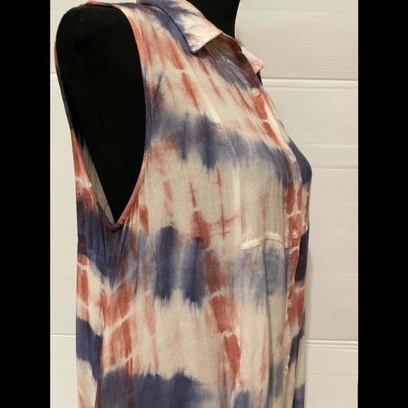 Hot & Delicious sleeveless Tie-Dye button up w/collar Top  size XL - Picture 12 of 12
